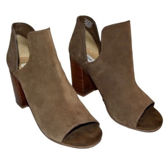 Steve Madden Brown Peep Toe Booties - Picture 2 of 8
